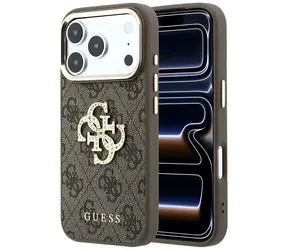 Guess 4G Big Strass Logo hnědá / Zadní kryt / iPhone 17 Pro Max/18 Pro Max