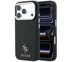 Guess Saffiano Small 4G Classic Logo MagSafe černá / Zadní kryt / iPhone 17 Pro Max, 18 Pro Max / MagSafe
