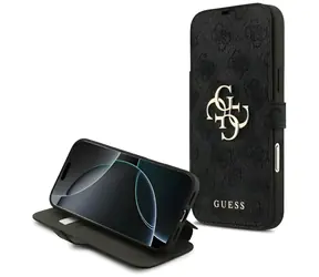 Guess Book 4G Metal Logo černá / Knížkové pouzdro / iPhone 18 Pro Max, 17 Pro Max / kovové logo