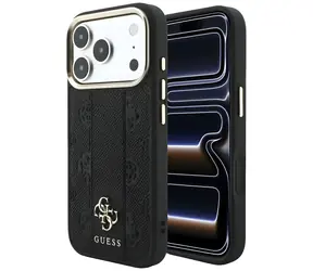 Guess Stripe Peony 4G Logo MagSafe černá / Zadní kryt / iPhone 17 Pro Max, 18 Pro Max / MagSafe