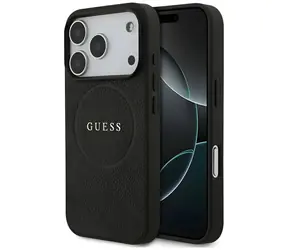 Guess Grained Gold Ring MagSafe černá / Zadní kryt / iPhone 18 Pro, 17 Pro / MagSafe