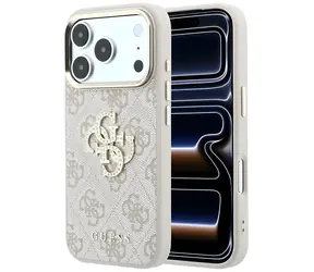 Guess 4G Big Strass Logo růžová / Zadní kryt / iPhone 17 Pro/18 Pro