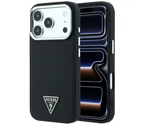 Guess Grained Triangle Logo MagSafe černá / Zadní kryt / MagSafe / iPhone 17 Pro i 18 Pro