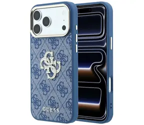 Guess 4G Big Strass Logo modrá / Zadní kryt / iPhone 18 Pro, 17 Pro