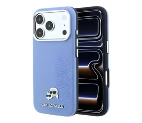 Karl Lagerfeld PU Grained Semi Wrap K&CH Heads iPhone 18 Pro Max modrá / Zadní kryt / MagSafe / iPhone 18 Pro Max
