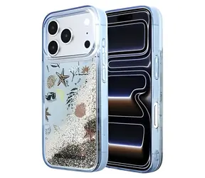 Karl Lagerfeld Liquid Glitter Beach modrá / Zadní kryt / Apple iPhone 18 Pro Max