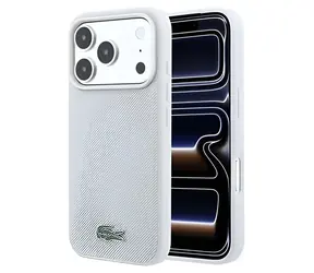 Lacoste MagSafe Kryt pro iPhone 18 Pro Max světle šedá / Kryt / PVC / Petit Pique vzor / Kovové logo