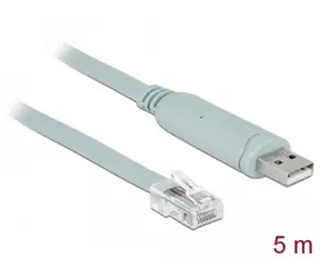 DeLock Adaptér USB 2.0 A (M) - RS-232 RJ45 (M) 5m šedá / Adaptér / Chipset FTDI FT232RL / Plug & Play