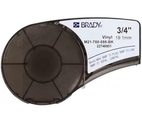 Brady Vinylová páska pro BMP21-PLUS, IDPAL, LABPAL / Páska do tiskárny štítků / bílá na černé / 19,05 mm x 6,4 m