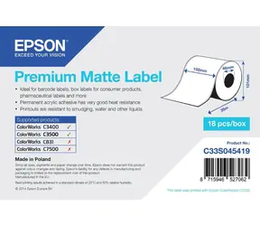 Epson Premium Matte Label 102 mm x 35 m / Etikety / Kontinuální role / matný povrch