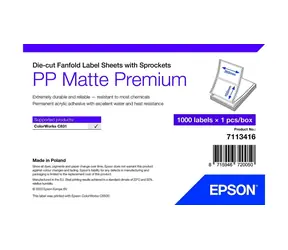 Epson Premium Matte Label 203x152 mm / Etikety / Die-cut fanfold archy / 1000 ks / bílá / voděodolné