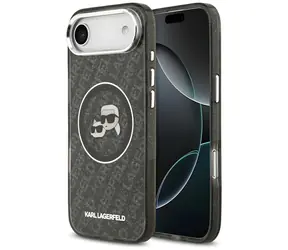 Karl Lagerfeld IML Glitter Karl & Choupette Heads Logo MagSafe černá / Zadní kryt pro iPhone Air / MagSafe