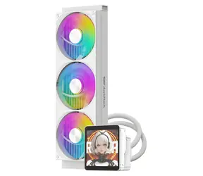 darkFlash DV360S MAX bílá / AiO chladič CPU / 3x 120 mm / ARGB podsvícení / LCD displej / 800-1800 RPM / 30 dB