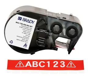 Brady Vinylová páska pro M410/BMP41/M510/BMP51/BMP53/M511 červeno-bílá / Páska do tiskárny štítků / Š 1,91 cm