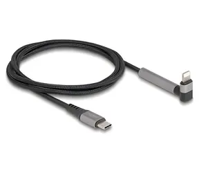 DeLock USB-C - Lightning černá / Kabel / zalomený / se stojánkem / MFi / 1,5 m