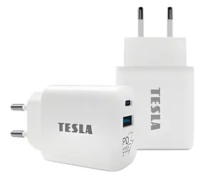 TESLA Power Charger T220 bílá / Nabíječka / duální / 25 W / PD 3.0 / PPS