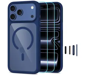 Tech-Protect MagOne MagSafe transparentní tmavě modrá / Kryt + ochranné sklo 2ks / Apple iPhone 17 Pro Max, 18 Pro Max