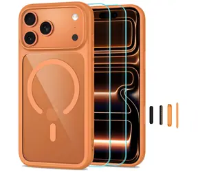 Tech-Protect MagOne CC transparentní oranžová / Kryt + tvrzené sklo 2ks / Apple iPhone 17 Pro, 18 Pro / MagSafe