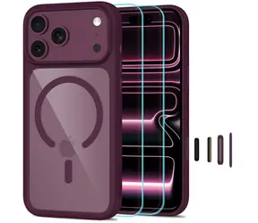 Tech-Protect MagOne CC čirá vínová / Kryt + tvrzené sklo 2ks / Apple iPhone 17 Pro, 18 Pro / MagSafe