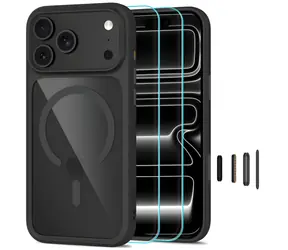 Tech-Protect MagOne CC transparentní černá / Kryt + tvrzené sklo / Apple iPhone 17 Pro Max, 18 Pro Max / MagSafe
