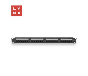LYNX Patch panel 24 portů černý / Patch panel / 19" / UTP / Cat5e / 50µ pozlacení / nestíněný