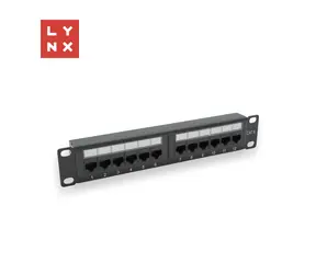 LYNX 10" patch panel 12-port černý / Patch panel / Cat6 / UTP / 50µ pozlacení / nestíněný