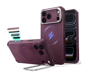 ESR Cyber Tough Kickstand vínová / Kryt / Apple iPhone 18 Pro a 17 Pro / MagSafe / Výklopný stojánek