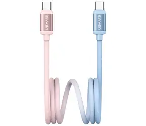 USAMS SJ756 Bicolor Series modro-růžová / Datový kabel / USB-C/USB-C / PD 60W / 1,2 m