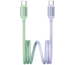 USAMS SJ756 Bicolor Series zeleno-fialová / Datový kabel / USB-C/USB-C / PD 60W / 1,2 m