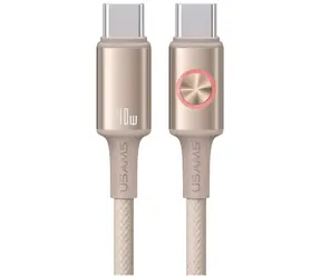 USAMS SJ751 Huan Series Titanium / Datový kabel / USB-C - USB-C / PD 240W / 1,2 m / LED prstenec