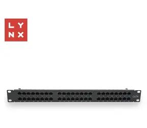 LYNX Patch panel 48 portů černý / Patch panel / 19" / UTP / Cat5e / 50µ pozlacení / nestíněný
