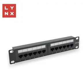LYNX Patch panel 12 portů černý / Patch panel / 10" / UTP / Cat5e / 50µ pozlacení / nestíněný