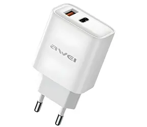 AWEI PD81-EU bílá / Síťová nabíječka / GaN / 22,5W / USB-A + USB-C / PD/QC3.0
