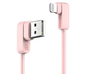 USAMS SJ165 U-Flow růžová / Datový kabel / Lightning / Zalomený 90° / 1,2 m / 2A