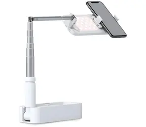 4smarts LoomiPod Fold bílá / Selfie tyč a stativ pro telefon / LED osvětlení / Bluetooth dálková spoušť