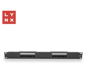 LYNX Patch panel 12 portů černý / Patch panel / 19" / UTP / Cat6 / 50µ pozlacení / nestíněný