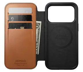 Nomad Modern Leather Folio saddle (Horween) / Pouzdro / Apple iPhone 18 Pro, 17 Pro / MagSafe, Qi2