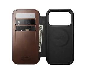 Nomad Modern Leather Folio rustic brown (Horween) / Pouzdro / Apple iPhone 17/18 Pro / kožené