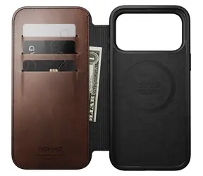 Nomad Modern Leather Folio rustic brown (Horween) / Pouzdro / Apple iPhone 18 Pro Max, 17 Pro Max / MagSafe, Qi2