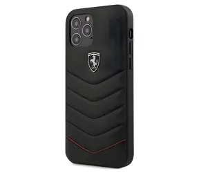 Ferrari Off Track Quilted černá / Kryt pro Apple iPhone 12 / 12 Pro / Prošívaný design