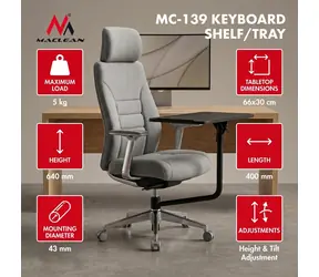 Držák klávesnice pro židli MC-139 / Držák klávesnice / Montáž na židli