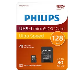 Philips microSDXC 128 GB + adaptér / Paměťová karta / Class 10 / UHS-I U1 / V10