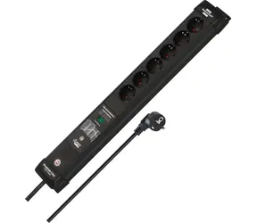Brennenstuhl Premium-Line černá / Přepěťová ochrana / 6 zásuvek / WLAN / 1,8 m / 16 A