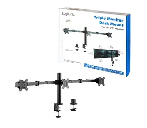 Stolní držák pro 3 monitory černá / Držák pro monitor / 17-32" / nosnost 7 kg / VESA 75x75-100x100 / rotace 360°