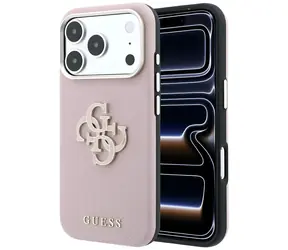 Guess Grained Big Resin Logo růžová / Zadní kryt / iPhone 17 Pro Max i 18 Pro Max