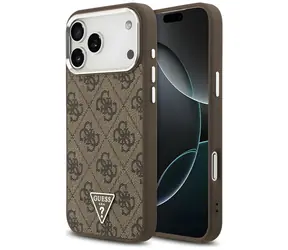 Guess 4G Triangle Logo MagSafe hnědo-stříbrná / Zadní kryt / iPhone 17 Pro Max / 18 Pro Max / MagSafe