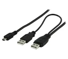 Valueline Y-kabel 2x USB A(M) - USB Mini 5-pin(M) / Kabel / USB 2.0 / 1 m