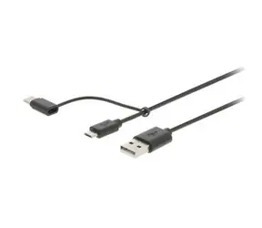 Valueline USB kabel USB-A - Micro-USB B/USB-C černý / Kabel / USB 2.0 / 1 m