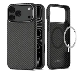 Tech-Protect Ion Carbon černo-stříbrná / Kryt / Apple iPhone 18 Pro, 17 Pro / MagSafe