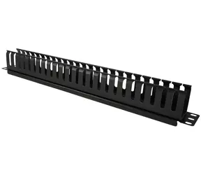 19" organizér kabelů s krycím panelem černý / Organizér kabelů / kov, plast / 1U
